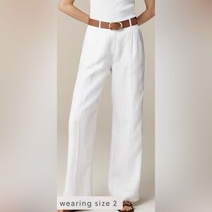 JCREW Wide-leg Essential pant in linen. True White NWT
